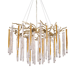 Люстра подвесная золотого цвета с разветвленными ветвями и прозрачными стеклянными подвесками Droplet Chandelier варинант исполнения - 1 | Loft Concept в Кирове