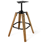 Барный стул со спинкой и металлической подставкой на 4-х деревянных ножках Бежевый Велюр Vendramin Chair варинант исполнения - 8 | Loft Concept в Кирове