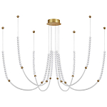 Люстра подвесная с 6-ю изогнутыми плафонами и белыми декоративными шариками PEARLS Suspension варинант исполнения - 1 | Loft Concept в Кирове