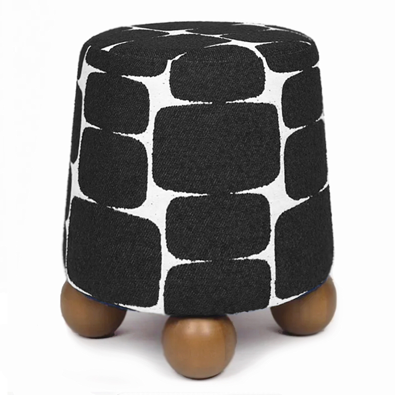 Пуф Wakonda Черно-Белый с круглыми ножками Белый Черный Коричневый в Кирове | Loft Concept 