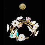 Люстра круглая на золотом каркасе с птичками и цветочным декором Miscellaneous herbs варинант исполнения - 8 | Loft Concept в Кирове