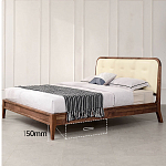 Кровать двуспальная с каркасом из дерева и мягким изголовьем Moon Walnut Bed варинант исполнения - 6 | Loft Concept в Кирове