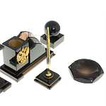 Настольный письменный набор с часами из природного камня обсидиана National Еmblem варинант исполнения - 5 | Loft Concept в Кирове