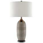 Настольная лампа керамическая с тканевым цилиндрическим абажуром Bullet варинант исполнения - 2 | Loft Concept в Кирове