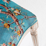 Стул из массива бука бирюзовый с изображением птиц и цветов Turquoise Beige Chinoiserie Peach Garden Chair варинант исполнения - 4 | Loft Concept в Кирове
