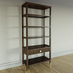 Стеллаж Elsa Dreams Walnut со стеклянными полками и ящиком варинант исполнения - 1 | Loft Concept в Кирове