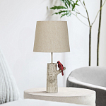 Настольная лампа с тканевым абажуром и основанием в виде птицы на дереве Simurq варинант исполнения - 3 | Loft Concept в Кирове