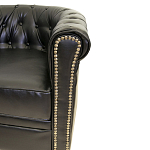 Кресло кожаное с мягкими подлокотниками на 4-х деревянных ножках Logan Leather Armchair black 2 варинант исполнения - 2 | Loft Concept в Кирове