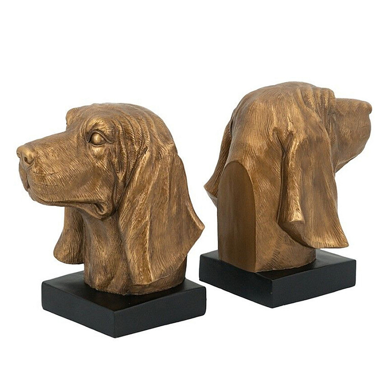Держатель для книг с бронзовыми фигурками головы собаки Dog Elegance Бронза Черный Держатель для книг с бронзовыми фигурками головы собаки Dog Elegance Бронза Черный в Кирове | Loft Concept