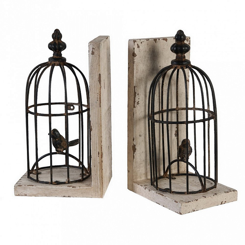 Держатель для книг Birds In Cage Бежево-серый Коричневый Держатель для книг Birds In Cage Бежево-серый Коричневый в Кирове | Loft Concept