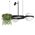 Подвесной светильник с 2-мя шарообразными плафонами и цилиндрическим спотом Light of Еyes варинант исполнения - 1 | Loft Concept в Кирове