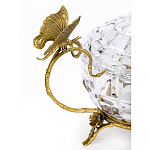 Конфетница из прозрачного рельефного стекла с ручками в виде стрекоз и фигуркой лебедя Eden Garden варинант исполнения - 2 | Loft Concept в Кирове