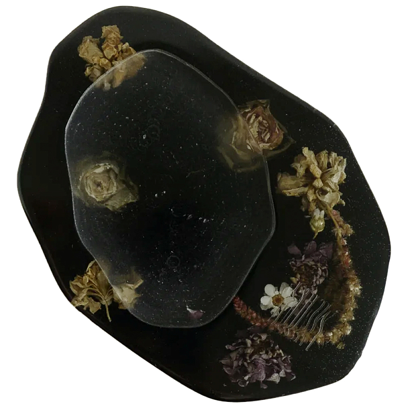Подставка из эпоксидной смолы с цветами черная Epoxy Resin Flowers Black Черный Подставка из эпоксидной смолы с цветами черная Epoxy Resin Flowers Black Черный в Кирове | Loft Concept