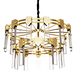 Двухъярусная люстра с прямоугольными хрустальными плафонами Glass Rectangles Gold Chandelier 76 варинант исполнения - 1 | Loft Concept в Кирове