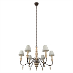 Люстра на металлическом основании с 6-ю белыми тканевыми абажурами Terrain варинант исполнения - 4 | Loft Concept в Кирове