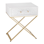 Приставной столик с выдвижным ящиком  White Table Carved Pattern варинант исполнения - 1 | Loft Concept в Кирове