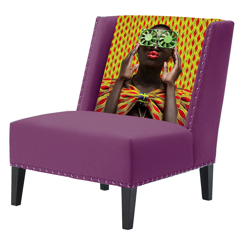 FUN Armchair Disco Purple Дизайнерское кресло с цветным принтом Баклажан FUN Armchair Disco Purple Дизайнерское кресло с цветным принтом Баклажан в Кирове | Loft Concept