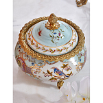 Шкатулка с крышкой из голубого фарфора с риунком птиц и цветов Blue Garden варинант исполнения - 2 | Loft Concept в Кирове