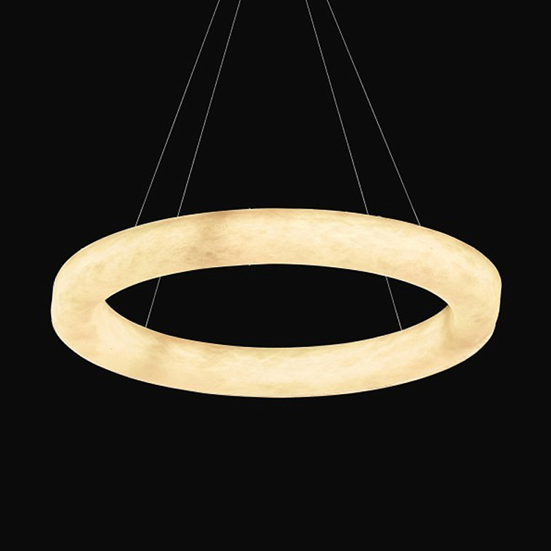 Люстра в виде кольца из натурального камня Minerals of Light Латунь Белый в Кирове | Loft Concept 