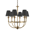 Люстра на металлическом основании бронзового цвета с 6-ю черными конусовидными абажурами Dignity варинант исполнения - 2 | Loft Concept в Кирове