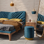 Пуф синий велюр на золотом металлическом основании Golden Belt варинант исполнения - 4 | Loft Concept в Кирове