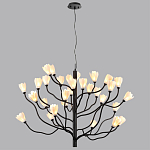 Люстра подвесная черного цвета с ветвями и белыми фарфоровыми цветами Floralis варинант исполнения - 12 | Loft Concept в Кирове