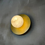 Бра круглое с плафоном из натурального камня на латунном основании Cryptocrystalline Stone варинант исполнения - 5 | Loft Concept в Кирове