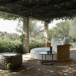 Дизайнерский уличный диван из массива дерева с плетеной спинкой PALINFRASCA Sofa варинант исполнения - 10 | Loft Concept в Кирове