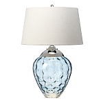 Настольная лампа со белым конусным абажуром и прозрачным голубым стеклянным основанием Quintiesse варинант исполнения - 1 | Loft Concept в Кирове