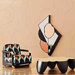 Дизайнерский журнальный стол округлой формы чёрный с золотой столешницей Fufem варинант исполнения - 1 | Loft Concept в Кирове