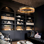 Люстра кольцевая чёрного цвета с вертикальными стеклянными элементами Ring Horizontal варинант исполнения - 2 | Loft Concept в Кирове