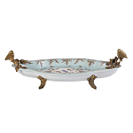 Блюдо овальное из голубого фарфора с ручками в виде бабочек и цветочным рисунком Blue Garden варинант исполнения - 1 | Loft Concept в Кирове