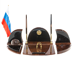 Настольный письменный набор с часами из природного камня обсидиана Oval Office варинант исполнения - 1 | Loft Concept в Кирове