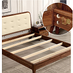 Кровать двуспальная с каркасом из дерева и мягким изголовьем Moon Walnut Bed варинант исполнения - 5 | Loft Concept в Кирове