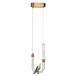 Подвесной светильник с декоративной фигуркой птицы на прозрачной изогнутой трубке Ganthea варинант исполнения - 2 | Loft Concept в Кирове