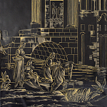 Обои ручная роспись Views of Italy Gold Outline варинант исполнения - 1 | Loft Concept в Кирове