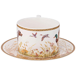 Чайная пара из фарфора с изображением собаки и уток 300 мл Hunting Porcelain Collection варинант исполнения - 2 | Loft Concept в Кирове