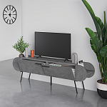 ТВ-тумба серая с 2-мя откидными дверцами и 2-мя открытыми полками CAPSULE TV STAND RETRO GREY варинант исполнения - 2 | Loft Concept в Кирове
