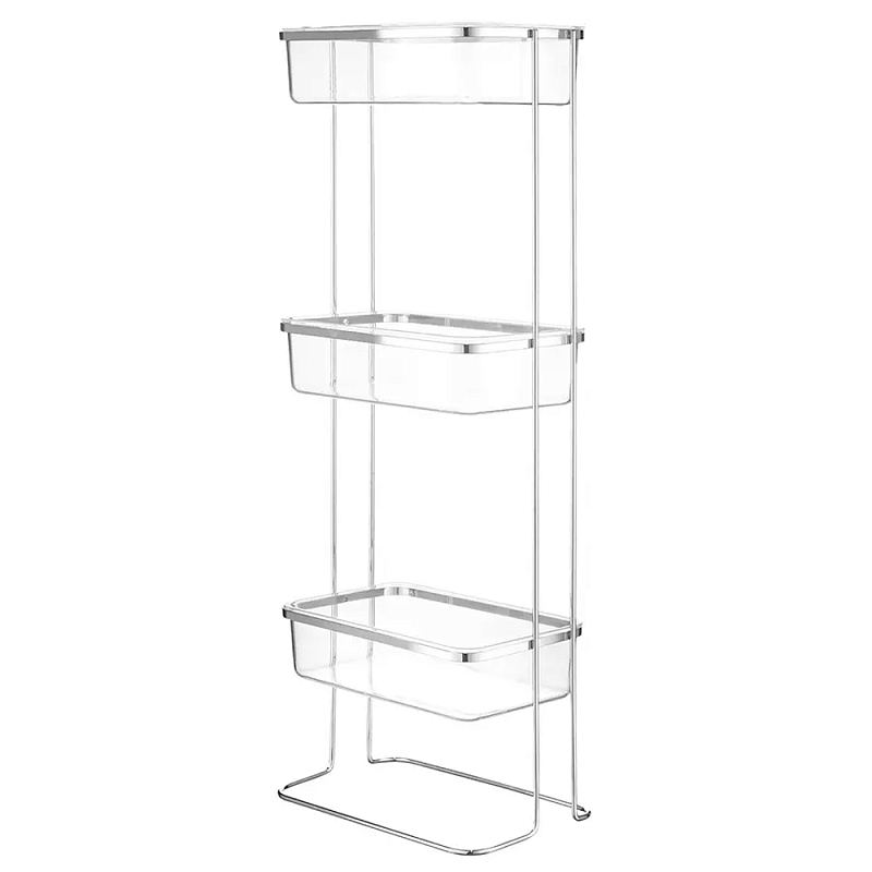 Полка напольная трехъярусная для ванной Bathroom Floor Shelf Хром в Кирове | Loft Concept 