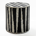 Приставной круглый столик с инкрустацией Black and White Geometry Stool варинант исполнения - 1 | Loft Concept в Кирове
