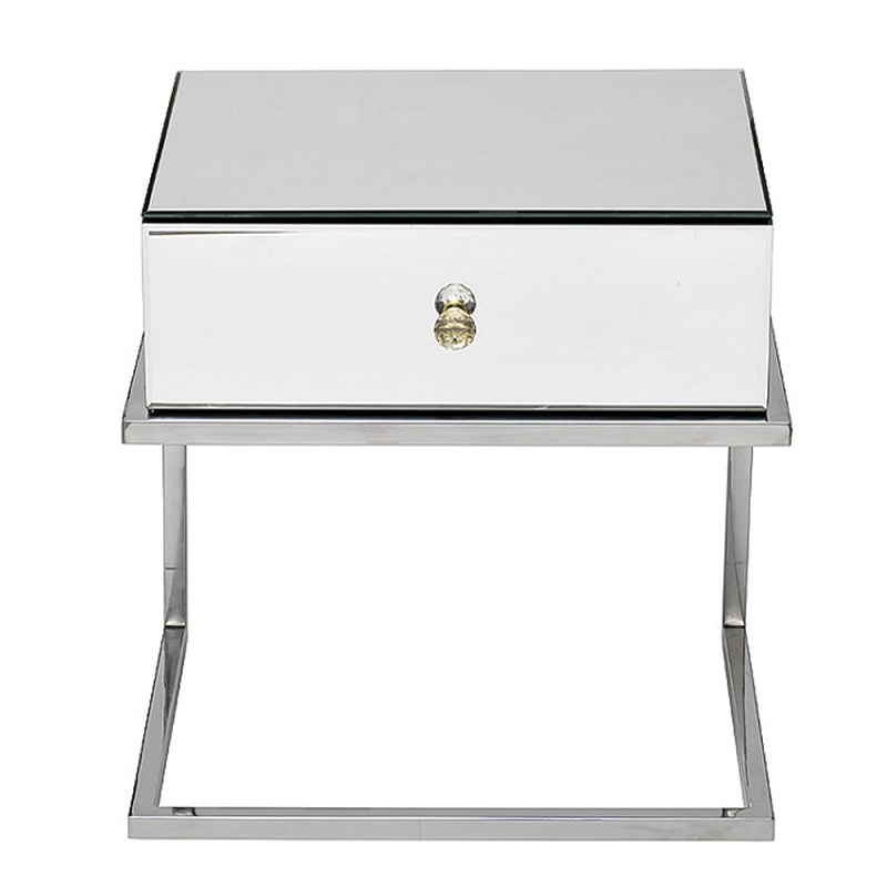 Тумбочка зеркальная с ящиком Mirror Chrome Cabinet Зеркало Хром Тумбочка зеркальная с ящиком Mirror Chrome Cabinet Зеркало Хром в Кирове | Loft Concept