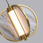 Подвесной светильник с круглым плафоном из искусственного алебастра в бронзовой оправе Marbella варинант исполнения - 5 | Loft Concept в Кирове