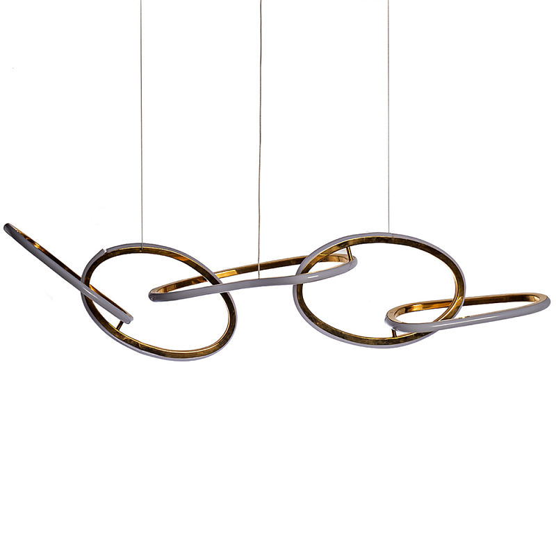 Люстра подвесная золотая в форме изогнутых колец Curved Rings Золотой Люстра подвесная золотая в форме изогнутых колец Curved Rings Золотой в Кирове | Loft Concept