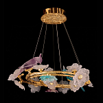 Люстра круглая на золотом каркасе с птичками и цветочным декором Miscellaneous herbs варинант исполнения - 5 | Loft Concept в Кирове