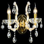 Бра с двумя лампами и крупными хрустальными подвесками на золотом основании Crystal lamps варинант исполнения - 2 | Loft Concept в Кирове