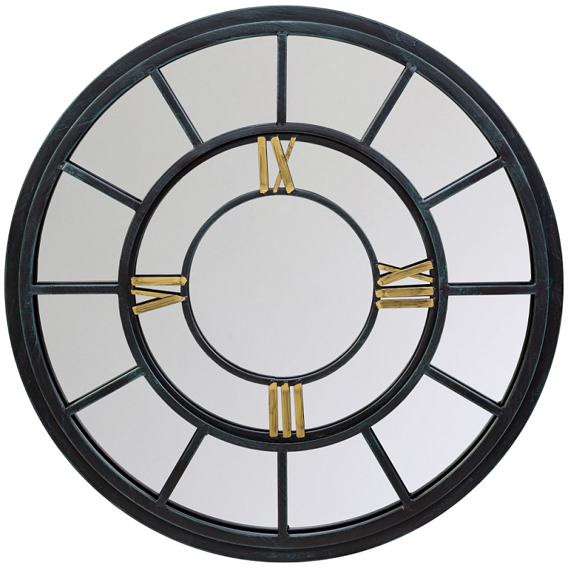 Зеркало настенное в чёрной металлической раме в виде часов Mirror Tower Clock Черный Зеркало Зеркало настенное в чёрной металлической раме в виде часов Mirror Tower Clock Черный Зеркало в Кирове | Loft Concept
