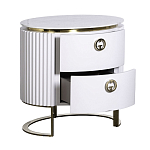 Тумбочка белая овальная с мраморной столешницей Thoroughbass варинант исполнения - 2 | Loft Concept в Кирове