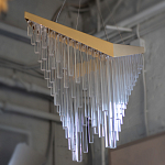 Люстра золотого цвета в форме галочки с каскадом длинных прозрачных трубок Eurofase варинант исполнения - 14 | Loft Concept в Кирове