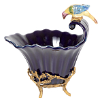 Чаша темно-синего цвета из фарфора с разноцветной птичкой Eden Garden porcelain and bronze варинант исполнения - 8 | Loft Concept в Кирове