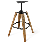 Барный стул со спинкой и металлической подставкой на 4-х деревянных ножках Коричневый Велюр Vendramin Chair варинант исполнения - 5 | Loft Concept в Кирове